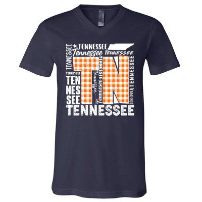 Tennessee State College Sports Fan Word Text Art V-Neck T-Shirt