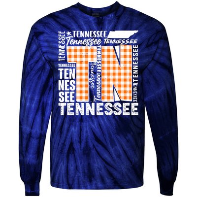 Tennessee State College Sports Fan Word Text Art Tie-Dye Long Sleeve Shirt