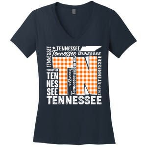 Tennessee State College Sports Fan Word Text Art Women's V-Neck T-Shirt