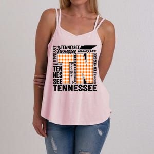 Tennessee State College Sports Fan Word Text Art Women's Strappy Tank