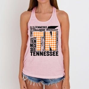 Tennessee State College Sports Fan Word Text Art Women's Knotted Racerback Tank