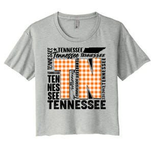 Tennessee State College Sports Fan Word Text Art Women's Crop Top Tee