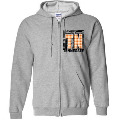 Tennessee State College Sports Fan Word Text Art Full Zip Hoodie