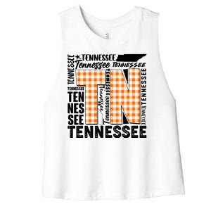 Tennessee State College Sports Fan Word Text Art Women's Racerback Cropped Tank