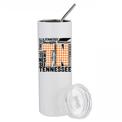 Tennessee State College Sports Fan Word Text Art Stainless Steel Tumbler