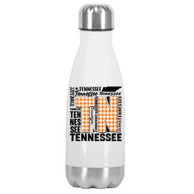 Tennessee State College Sports Fan Word Text Art Stainless Steel Insulated Water Bottle