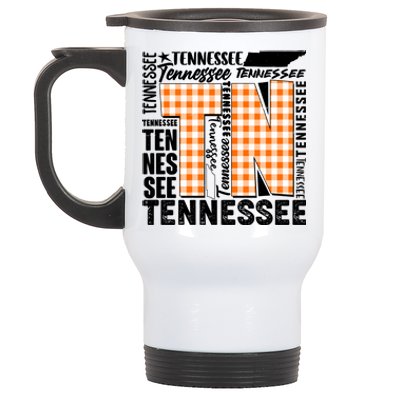 Tennessee State College Sports Fan Word Text Art Stainless Steel Travel Mug