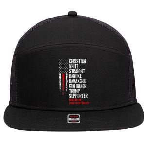 Trump Supporter Christian White Straight Unwoke Unvaxxed 7 Panel Mesh Trucker Snapback Hat