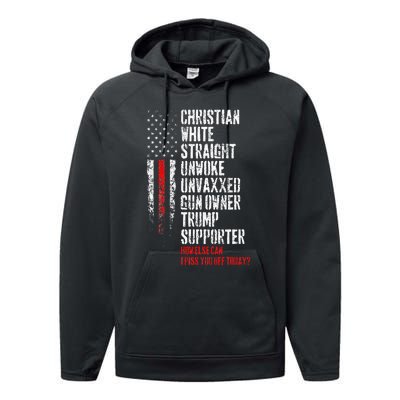 Trump Supporter Christian White Straight Unwoke Unvaxxed Performance Fleece Hoodie