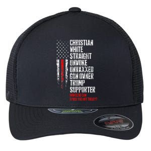 Trump Supporter Christian White Straight Unwoke Unvaxxed Flexfit Unipanel Trucker Cap