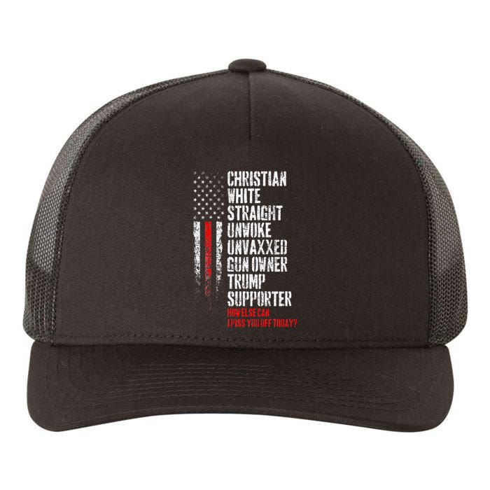 Trump Supporter Christian White Straight Unwoke Unvaxxed Yupoong Adult 5-Panel Trucker Hat