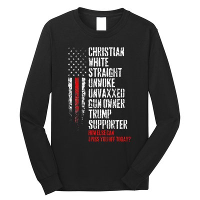 Trump Supporter Christian White Straight Unwoke Unvaxxed Long Sleeve Shirt