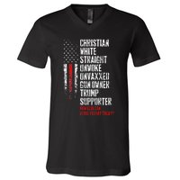 Trump Supporter Christian White Straight Unwoke Unvaxxed V-Neck T-Shirt