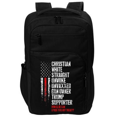 Trump Supporter Christian White Straight Unwoke Unvaxxed Impact Tech Backpack
