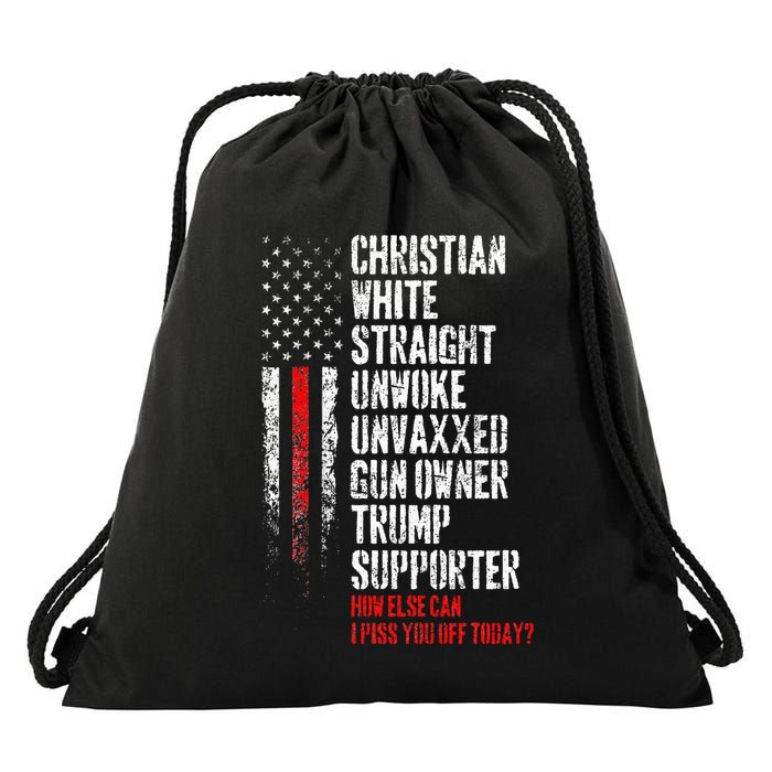 Trump Supporter Christian White Straight Unwoke Unvaxxed Drawstring Bag