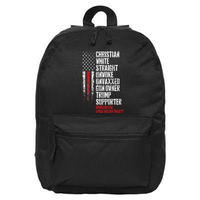 Trump Supporter Christian White Straight Unwoke Unvaxxed 16 in Basic Backpack