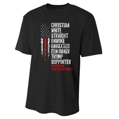 Trump Supporter Christian White Straight Unwoke Unvaxxed Performance Sprint T-Shirt