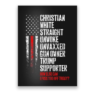 Trump Supporter Christian White Straight Unwoke Unvaxxed Poster