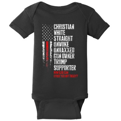 Trump Supporter Christian White Straight Unwoke Unvaxxed Baby Bodysuit