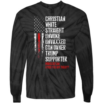 Trump Supporter Christian White Straight Unwoke Unvaxxed Tie-Dye Long Sleeve Shirt