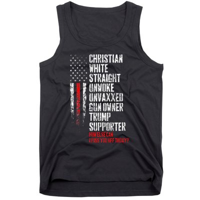 Trump Supporter Christian White Straight Unwoke Unvaxxed Tank Top