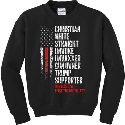 Trump Supporter Christian White Straight Unwoke Unvaxxed Kids Sweatshirt