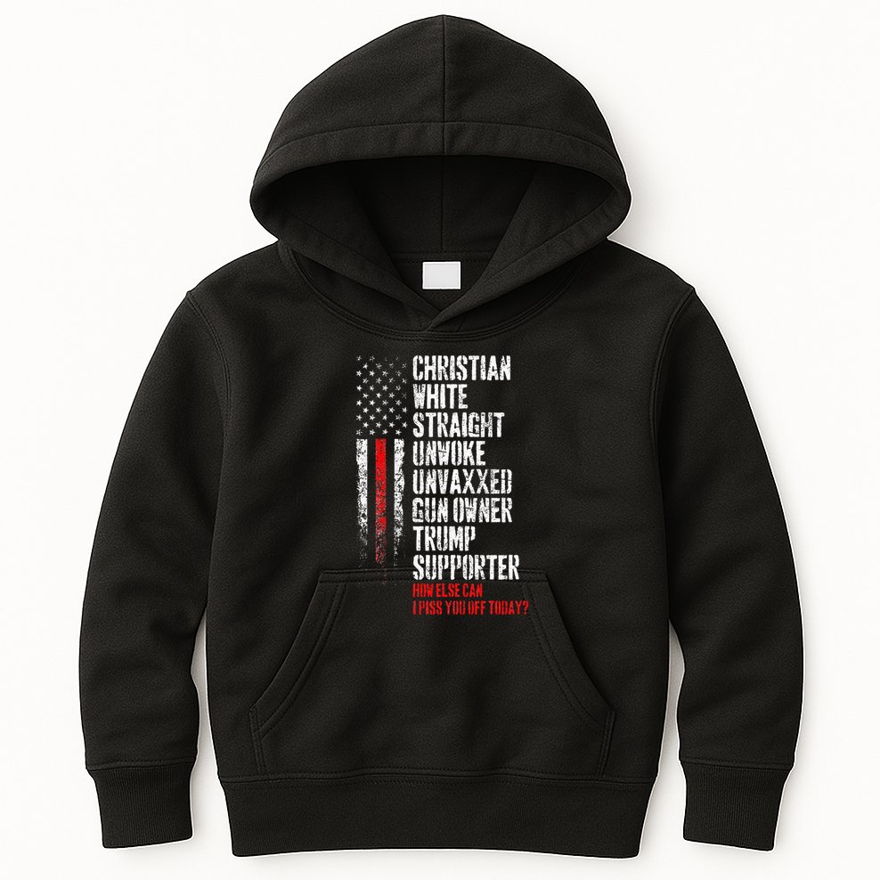 Trump Supporter Christian White Straight Unwoke Unvaxxed Kids Hoodie