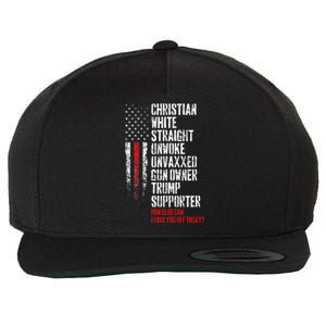 Trump Supporter Christian White Straight Unwoke Unvaxxed Wool Snapback Cap