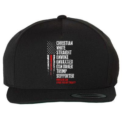 Trump Supporter Christian White Straight Unwoke Unvaxxed Wool Snapback Cap
