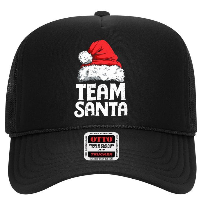 Team Santa Christmas Squad Family Matching Pajamas Boy High Crown Mesh Back Trucker Hat