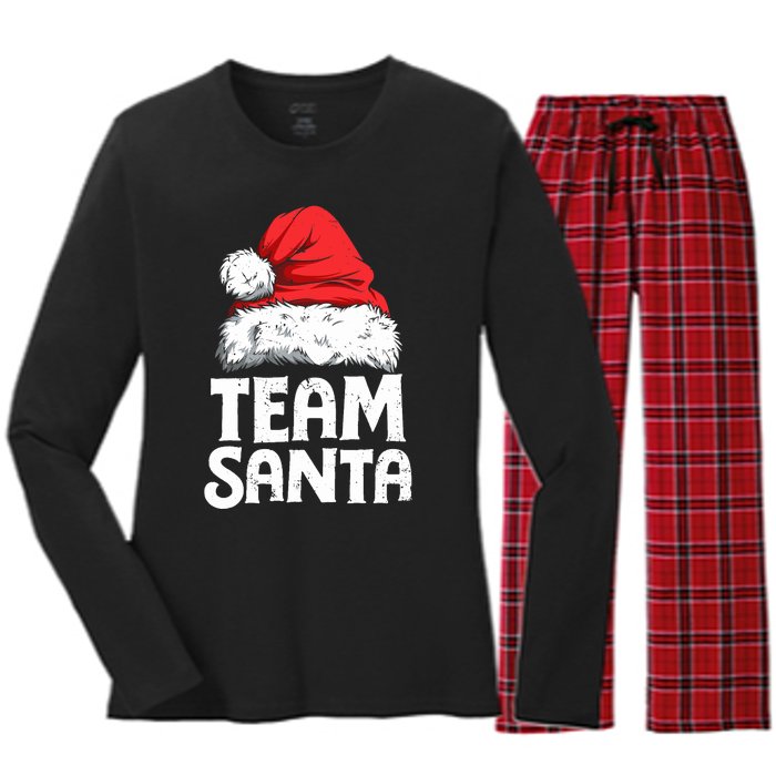 Team Santa Christmas Squad Family Matching Pajamas Boy Women's Long Sleeve Flannel Pajama Set 