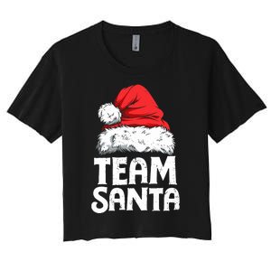 Team Santa Christmas Squad Family Matching Pajamas Boy Women's Crop Top Tee