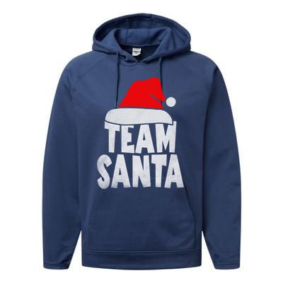 Team Santa Christmas Squad Family Matching Pajamas Performance Fleece Hoodie