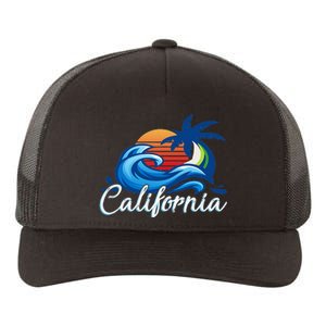 Tropical Sunset Cali Beach Waves Surfing USA California Yupoong Adult 5-Panel Trucker Hat