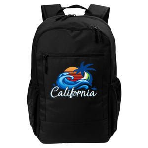 Tropical Sunset Cali Beach Waves Surfing USA California Daily Commute Backpack