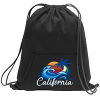 Tropical Sunset Cali Beach Waves Surfing USA California Sweatshirt Cinch Pack Bag