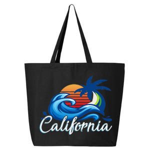 Tropical Sunset Cali Beach Waves Surfing USA California 25L Jumbo Tote