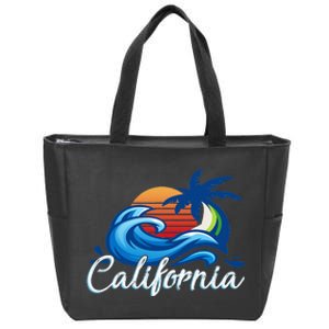 Tropical Sunset Cali Beach Waves Surfing USA California Zip Tote Bag