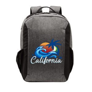 Tropical Sunset Cali Beach Waves Surfing USA California Vector Backpack