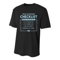 Tech Support Checklist Funny Computer Geek Sysadmin Gift Youth Performance Sprint T-Shirt