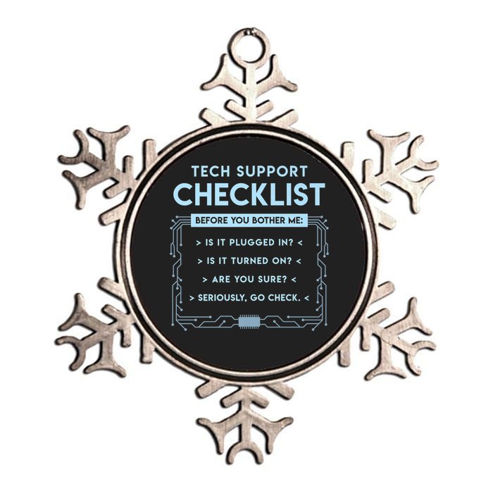 Tech Support Checklist Funny Computer Geek Sysadmin Gift Metallic Star Ornament