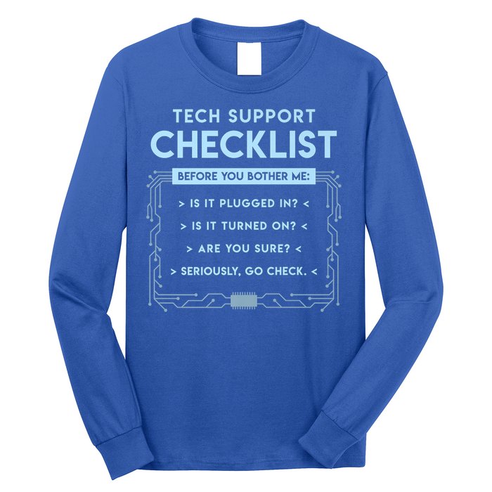Tech Support Checklist Funny Computer Geek Sysadmin Gift Long Sleeve Shirt