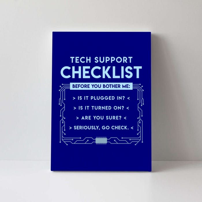 Tech Support Checklist Funny Computer Geek Sysadmin Gift Canvas