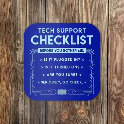 Tech Support Checklist Funny Computer Geek Sysadmin Gift Coaster