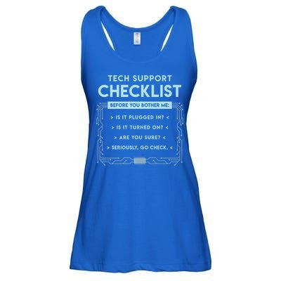Tech Support Checklist Funny Computer Geek Sysadmin Gift Ladies Essential Flowy Tank