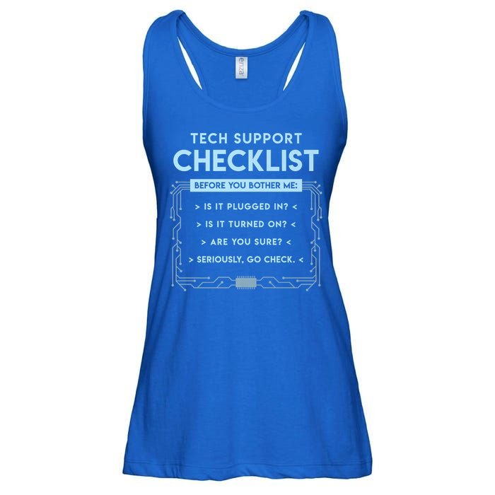 Tech Support Checklist Funny Computer Geek Sysadmin Gift Ladies Essential Flowy Tank