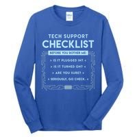 Tech Support Checklist Funny Computer Geek Sysadmin Gift Tall Long Sleeve T-Shirt