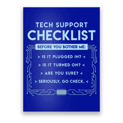 Tech Support Checklist Funny Computer Geek Sysadmin Gift Poster