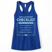 Tech Support Checklist Funny Computer Geek Sysadmin Gift Women's Racerback Tank