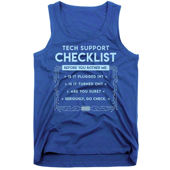 Tech Support Checklist Funny Computer Geek Sysadmin Gift Tank Top